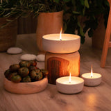 Vela de cerámica BLANCO EXTERIOR 17 en ambiente hogar | Decoragloba